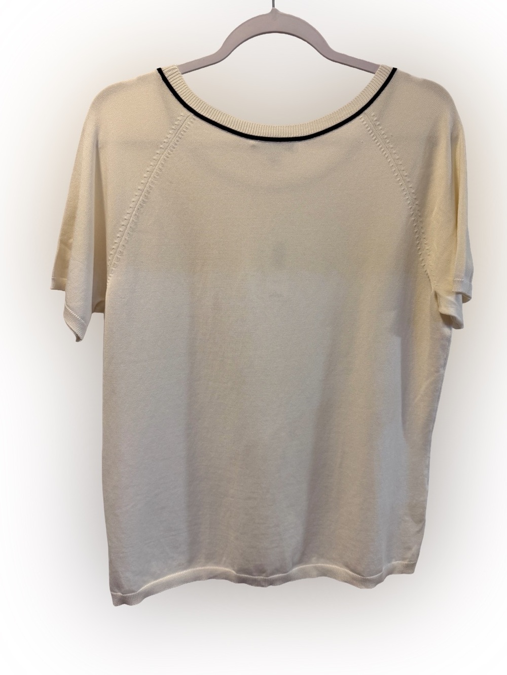 NWT Pendleton Silk Blend Knit Short Sleeve Top in Off White, Size L - Picture 3 of 6